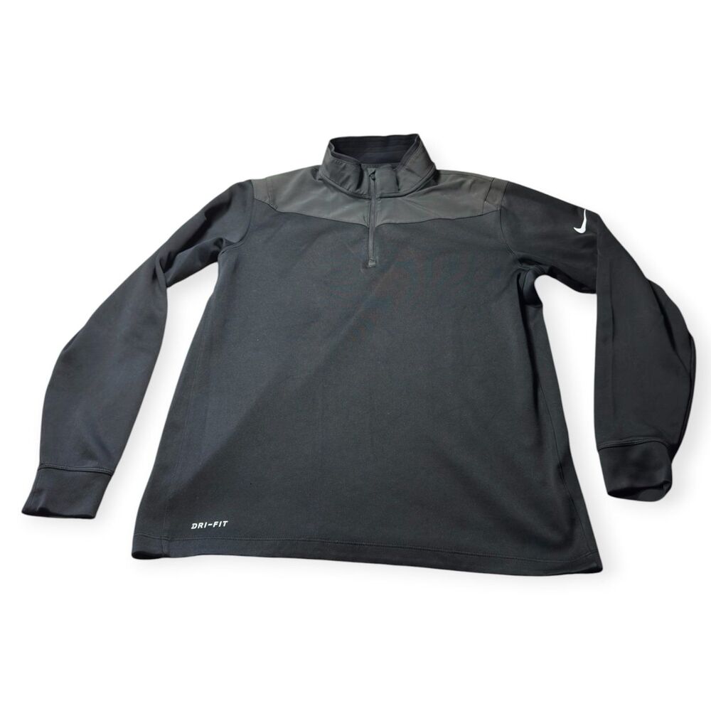 Nike Dri-FIT Black Athletic Long Sleeve Pullover Shirt 1/4 Zip Medium golf